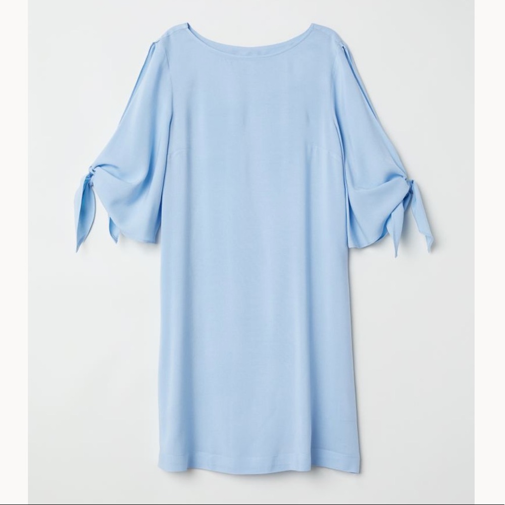 Light Blue Dress with Tie Sleeves